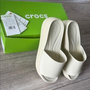CROCS Women's Brooklyn Slide, Cream Mules, brand new NWT